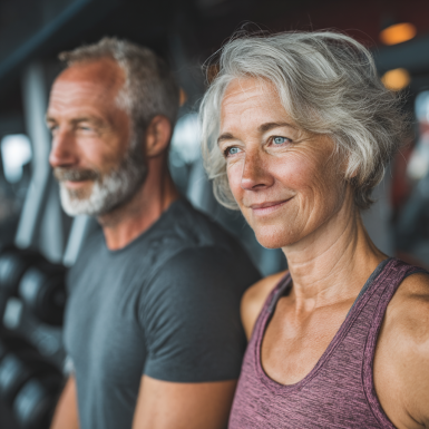 Літні люди на заняттях з йоги